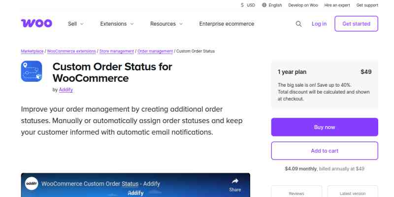 Custom Order Status