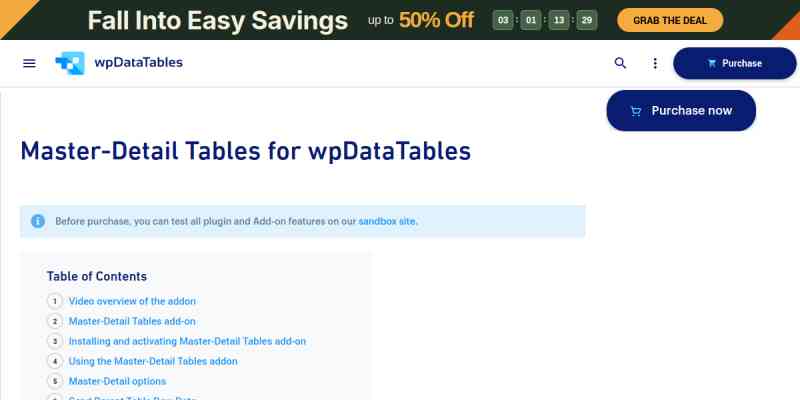 Master-Detail Tables for wpDataTables