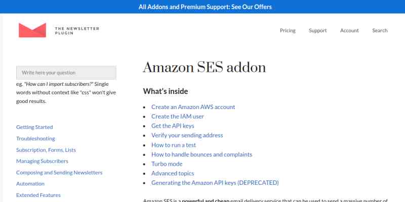 Newsletter – Amazon SES