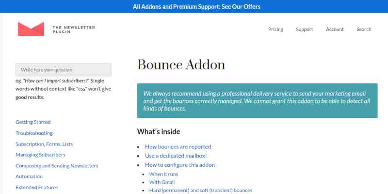 Newsletter – Bounce Addon