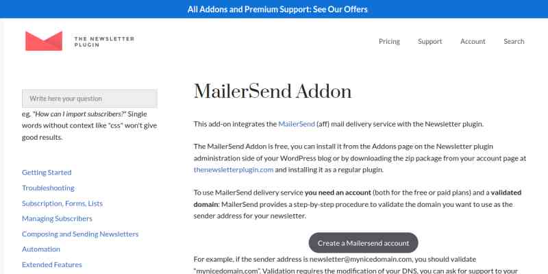 Newsletter – Mailersend Addon