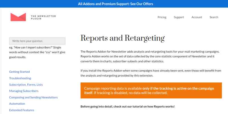 Newsletter – Reports and Retargeting