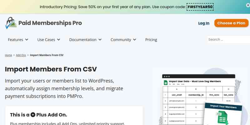 Paid Memberships Pro – Import Members From CSV Add On