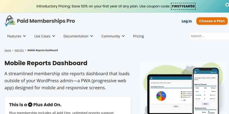 Paid Memberships Pro – Mobile Reports Dashboard Add On