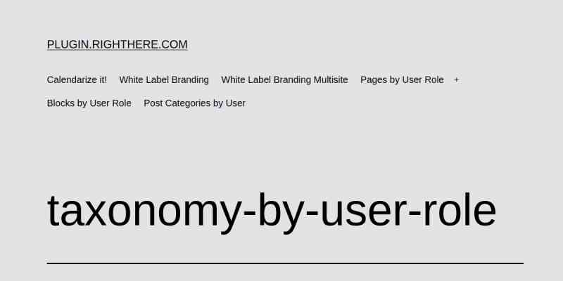 Taxonomy by User Role for Calendarize it!