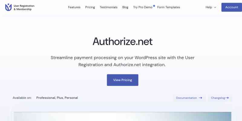 User Registration Authorize.Net