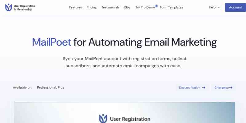 User Registration MailPoet