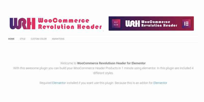 WooCommerce Revolution Header for Elementor