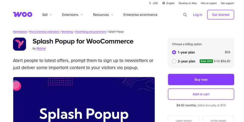 WooCommerce Splash Popup
