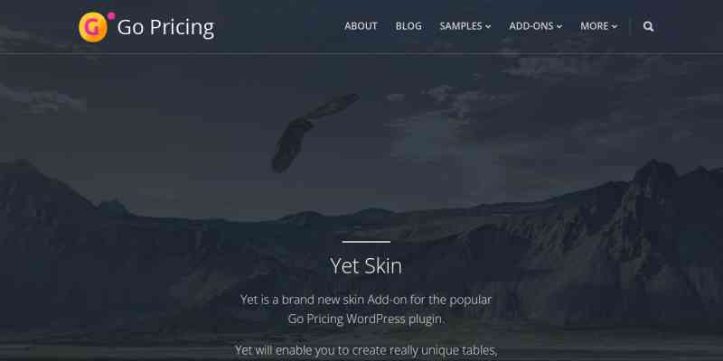 Yet Skin – Add-on for Go Pricing