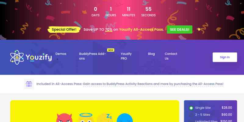 Youzify – BuddyPress Activity Reactions